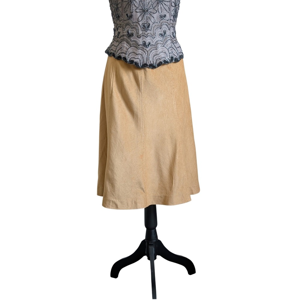 Banana Republic Vintage 90s Academia Western Tan Faux Suede A-line Midi Skirt